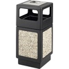 image:imageSafco Aggregate Recessed Panel Indoor Outdoor Trash Can 38 Gallon Black  Large Receptacle Container for Gas Stations Shopping Outlets and Restaurants UseBlack Natural Stone