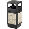 image:imageSafco Aggregate Recessed Panel Indoor Outdoor Trash Can 38 Gallon Black  Large Receptacle Container for Gas Stations Shopping Outlets and Restaurants UseBlack with Natural Stone