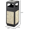 image:imageSafco Aggregate Recessed Panel Indoor Outdoor Trash Can 38 Gallon Black  Large Receptacle Container for Gas Stations Shopping Outlets and Restaurants UseBlack Natural Stone