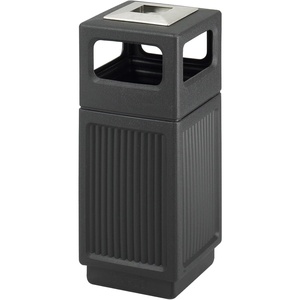 image:imageSafco Aggregate Recessed Panel Indoor Outdoor Trash Can 38 Gallon Black  Large Receptacle Container for Gas Stations Shopping Outlets and Restaurants UseBlack