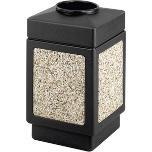 image:imageSafco Aggregate Recessed Panel Indoor Outdoor Trash Can 38 Gallon Black  Large Receptacle Container for Gas Stations Shopping Outlets and Restaurants UseBlack with Natural Stone