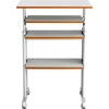 image:imageSafco MUV AdjustableHeight Desk  Stand Up amp Move While Working in Comfort amp Style  Mobile on Four DualWheel Casters Two Locking  Medium Oak FinishGrey