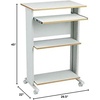 image:imageSafco MUV Mobile StandUp Desk  Mobile Desk with Keyboard Tray amp Printer or Desktop Shelf  2 Adjustable Shelves  22 D x 295 W x 45 H  CherryGrey