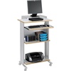 image:imageSafco MUV Mobile StandUp Desk  Mobile Desk with Keyboard Tray amp Printer or Desktop Shelf  2 Adjustable Shelves  22 D x 295 W x 45 H  CherryGrey