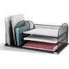 image:imageSafco Onyx Desk Organizer 3 Vertical Compartments and 3 Trays Office and Classroom Mailbox  Paper and Mail Sorter Steel Mesh BlackBlack