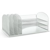 image:imageSafco Onyx Desk Organizer 3 Vertical Compartments and 3 Trays Office and Classroom Mailbox  Paper and Mail Sorter Steel Mesh BlackSilver