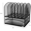 image:imageSafco Onyx Desk Organizer 6 Vertical Compartments and 2 Trays Office and Classroom Mailbox  Paper and Mail Sorter Steel Mesh BlackBlack