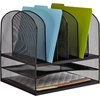 image:imageSafco Onyx Desk Organizer 6 Vertical Compartments and 2 Trays Office and Classroom Mailbox  Paper and Mail Sorter Steel Mesh BlackBlack