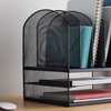 image:imageSafco Onyx Desk Organizer 6 Vertical Compartments and 2 Trays Office and Classroom Mailbox  Paper and Mail Sorter Steel Mesh BlackBlack