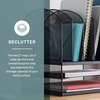 image:imageSafco Onyx Desk Organizer 6 Vertical Compartments and 2 Trays Office and Classroom Mailbox  Paper and Mail Sorter Steel Mesh BlackBlack