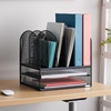 image:imageSafco Onyx Desk Organizer 6 Vertical Compartments and 2 Trays Office and Classroom Mailbox  Paper and Mail Sorter Steel Mesh BlackBlack