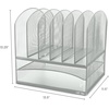image:imageSafco Onyx Desk Organizer 6 Vertical Compartments and 2 Trays Office and Classroom Mailbox  Paper and Mail Sorter Steel Mesh BlackSilver