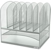 image:imageSafco Onyx Desk Organizer 6 Vertical Compartments and 2 Trays Office and Classroom Mailbox  Paper and Mail Sorter Steel Mesh BlackSilver