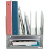 image:imageSafco Onyx Desk Organizer 6 Vertical Compartments and 2 Trays Office and Classroom Mailbox  Paper and Mail Sorter Steel Mesh BlackSilver