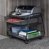 image:imageSafco Onyx UnderDesk Utility Cart amp MultiUse Printer Stand Printer Table for Home Office Mobile Rolling Cart with 2 Mesh Baskets WhiteBlack Mesh