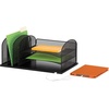 image:imageSafco Products 3231BL Onyx Desktop Organizer with USB Charging Port 3 Section File Sorter 3 Paper Trays Durable Steel Construction Black