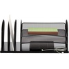 image:imageSafco Products 3231BL Onyx Desktop Organizer with USB Charging Port 3 Section File Sorter 3 Paper Trays Durable Steel Construction Black