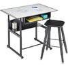 image:imageSafco Products AlphaBetter AdjustableHeight Desk 36 W x 24 D Premium Desktop Swinging Footrest Bar Classroom and Home School DeskDry Erase