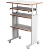 image:imageSafco MUV AdjustableHeight Desk  Stand Up amp Move While Working in Comfort amp Style  Mobile on Four DualWheel Casters Two Locking  Medium Oak FinishGrey