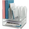 image:imageSafco Onyx Desk Organizer 6 Vertical Compartments and 2 Trays Office and Classroom Mailbox  Paper and Mail Sorter Steel Mesh BlackSilver