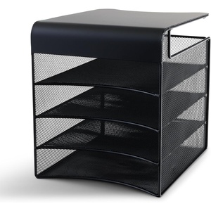 image:imageSafco 3241BL Onyx Mesh Vertical Hanging Desk Storage Black4 Tray Under Desk Mounted
