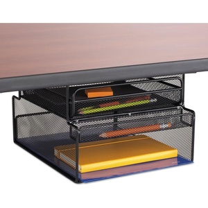 image:imageSafco 3241BL Onyx Mesh Vertical Hanging Desk Storage BlackUnder Desk Mounted Storage and Bin
