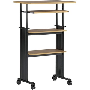 image:imageSafco MUV AdjustableHeight Desk  Stand Up amp Move While Working in Comfort amp Style  Mobile on Four DualWheel Casters Two Locking  Medium Oak FinishMedium Oak