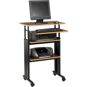 image:imageSafco MUV AdjustableHeight Desk  Stand Up amp Move While Working in Comfort amp Style  Mobile on Four DualWheel Casters Two Locking  Medium Oak FinishCherry