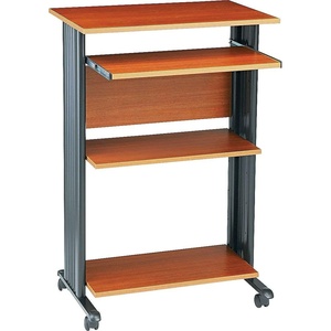 image:imageSafco MUV Mobile StandUp Desk  Mobile Desk with Keyboard Tray amp Printer or Desktop Shelf  2 Adjustable Shelves  22 D x 295 W x 45 H  CherryCherry