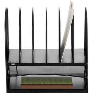 image:imageSafco Onyx Desk Organizer 5 Tiered Vertical Compartments Office and Classroom Mailbox  Paper and Mail Sorter Steel Mesh Black6 Section Sorter 2 Paper Trays