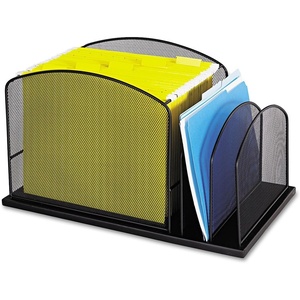 image:imageSafco Onyx Desk Organizer 5 Tiered Vertical Compartments Office and Classroom Mailbox  Paper and Mail Sorter Steel Mesh BlackHanging File  2 Vertical