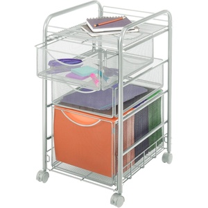 image:imageSafco Onyx Rolling File Cart with Large File Drawer and 2 Supply Drawers Fits LetterSize Hanging Folders Durable Steel ConstructionSilver