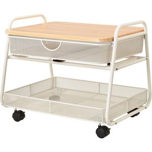 image:imageSafco Onyx UnderDesk Utility Cart amp MultiUse Printer Stand Printer Table for Home Office Mobile Rolling Cart with 2 Mesh Baskets WhiteWhite Mesh
