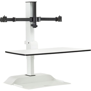 image:imageSafco Products 2193WH Soar by Safco Electric Sit Stand Desk Converter Dual Monitor Mount White
