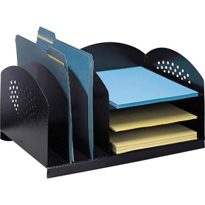 image:imageSafco Products 3167BL Steel Desk Combination Organizer Rack with 3 Vertical 3 Horizontal Sections Black3 Vertical  3 Horizonal