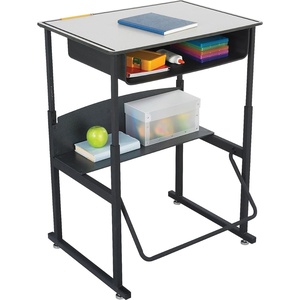 image:imageSafco Products AlphaBetter AdjustableHeight Desk 36 W x 24 D Premium Desktop Swinging Footrest Bar Classroom and Home School DeskPremium Gray
