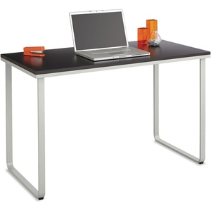 image:imageSafco Simple Design Table Desk with Sled Base  Beech Top White Legs 1943BHWHBlackSilver