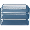 image:imageSafco Onyx Mesh 3 Tray Desktop Organizer 3271BU Blue Powder Coat Finish Durable Steel Mesh Construction