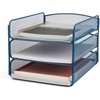 image:imageSafco Onyx Mesh 3 Tray Desktop Organizer 3271BU Blue Powder Coat Finish Durable Steel Mesh Construction