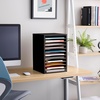 image:imageSafco Vertical Literature Organizer 11 Compartments Office and Classroom Mailbox with Adjustable Shelves Wood Paper and Mail Sorter Modern GrayBlack