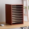 image:imageSafco Vertical Literature Organizer 11 Compartments Office and Classroom Mailbox with Adjustable Shelves Wood Paper and Mail Sorter Modern GrayCherry
