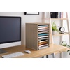 image:imageSafco Vertical Literature Organizer 11 Compartments Office and Classroom Mailbox with Adjustable Shelves Wood Paper and Mail Sorter Modern GrayGray Wood