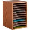 image:imageSafco Vertical Literature Organizer 11 Compartments Office and Classroom Mailbox with Adjustable Shelves Wood Paper and Mail Sorter Modern GrayMedium Oak