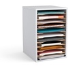 image:imageSafco Vertical Literature Organizer 11 Compartments Office and Classroom Mailbox with Adjustable Shelves Wood Paper and Mail Sorter Modern GrayWhite