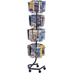 image:imageSafco 4325BL Industrial Steel Rotary Magazine amp File Rack  92 Pocket Black  360 Rotational Steel Base 5 lbs Capacity Per PockeWire Brochure