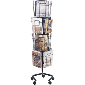 image:imageSafco 4325BL Industrial Steel Rotary Magazine amp File Rack  92 Pocket Black  360 Rotational Steel Base 5 lbs Capacity Per PockeWire Magazine