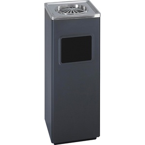 image:imageSafco 9696BL Outdoor Dual Ash amp Trash Waste Receptacle with Sandless Ash Urn 3Gallon Capacity Black Steel amp Chrome Accents
