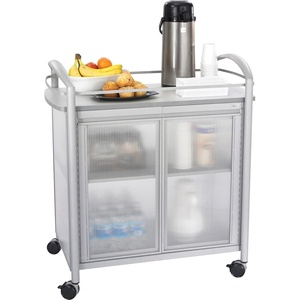 image:imageSafco Impromptu Refreshment Cart 8966GR Gray 200 lbs Capacity Double Doors Swivel Wheels 365 x 34 x 213