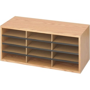 image:imageSafco Literature Organizer 24 Compartments Office and Classroom Mailbox with Adjustable Shelves Wood Paper and Mail Sorter Medium Oak12 Compartment