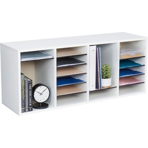 image:imageSafco Literature Organizer 24 Compartments Office and Classroom Mailbox with Adjustable Shelves Wood Paper and Mail Sorter White